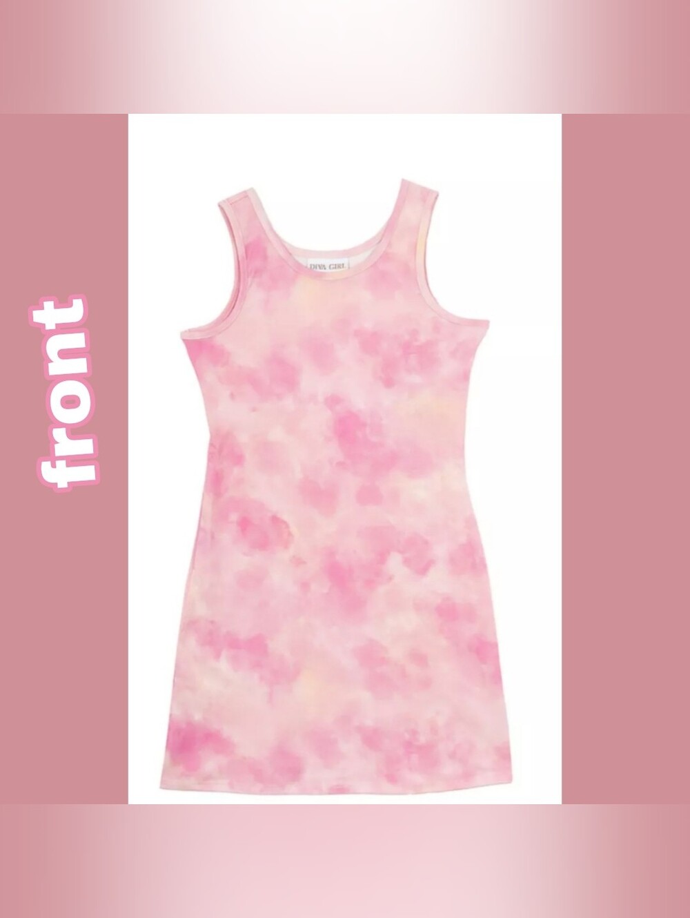 DIVA GIRL 💕 Girls' Pink Tie-Dye Tank Dress SIZE 10 NWT